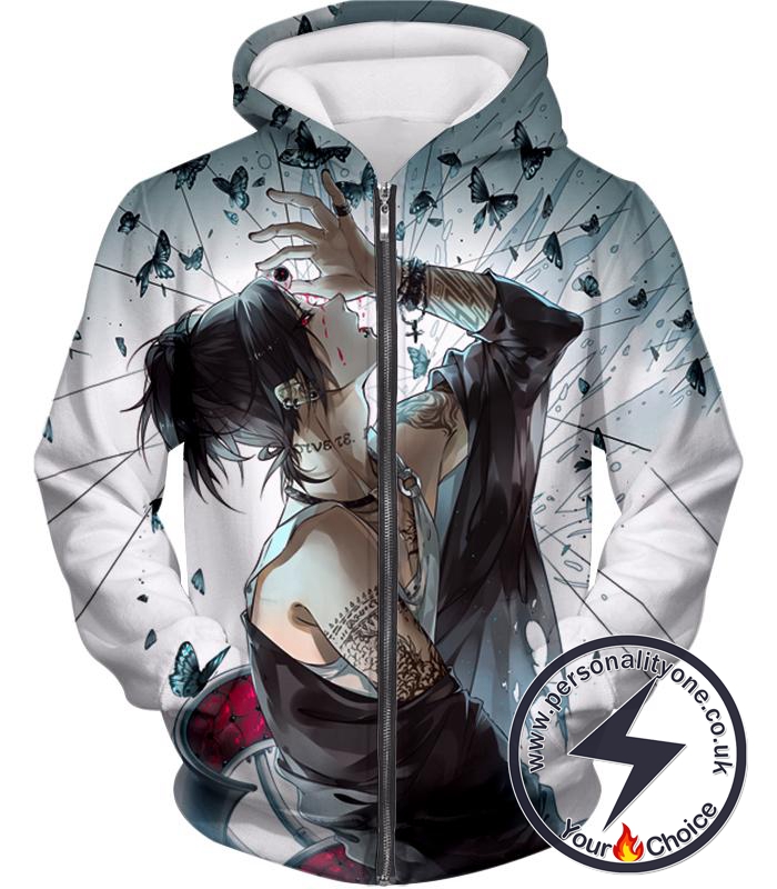 Tokyo Ghoul Awesome Ghoul No Face Uta Cool Anime Print Zip Up Hoodie